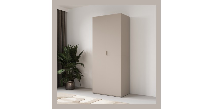 Armoire CALMIA cachemire 90 cm avec penderie et étagères
