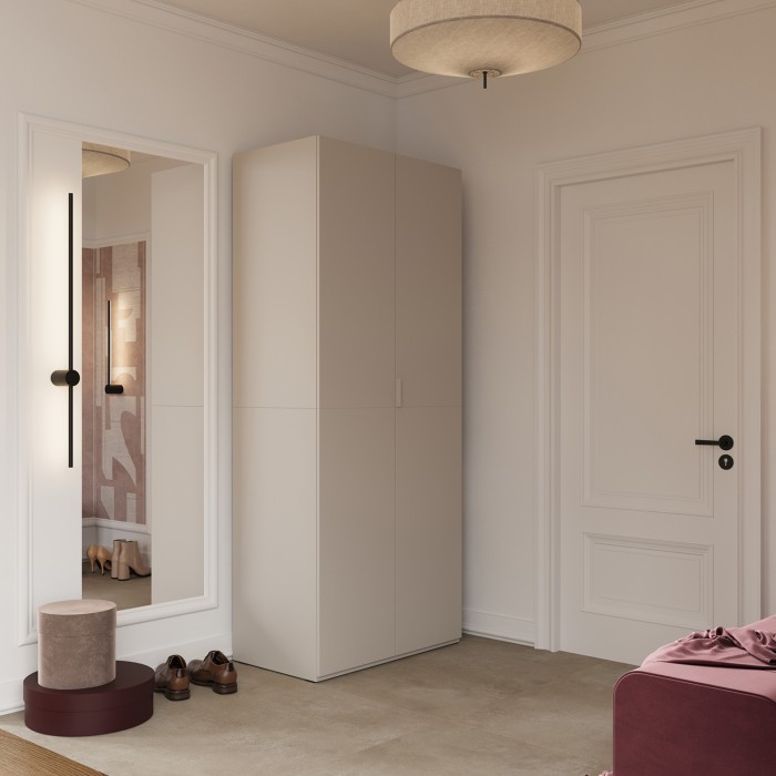 Armoire CALMIA cachemire 90 cm avec penderie et étagères