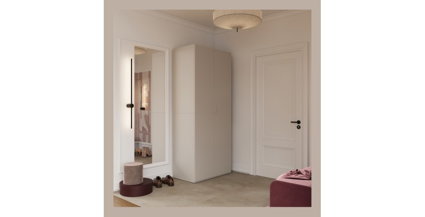 Armoire CALMIA cachemire 90 cm avec penderie et étagères