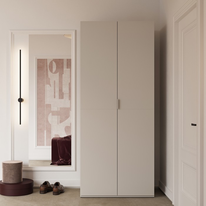 Armoire CALMIA cachemire 90 cm avec penderie et étagères