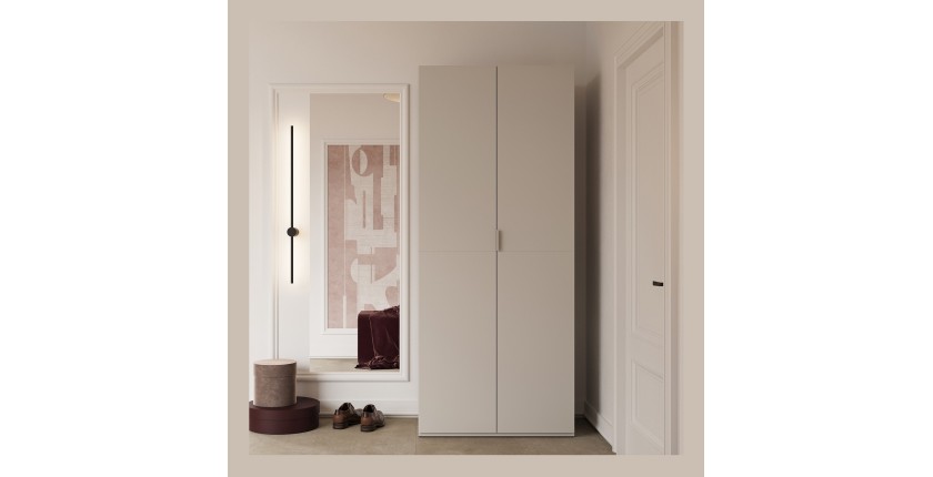 Armoire CALMIA cachemire 90 cm avec penderie et étagères