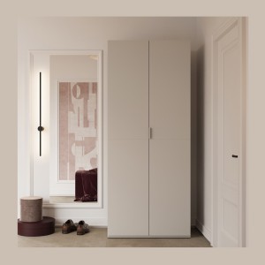 Armoire CALMIA cachemire 90 cm avec penderie et étagères