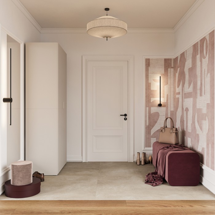 Armoire CALMIA cachemire 90 cm avec penderie et étagères