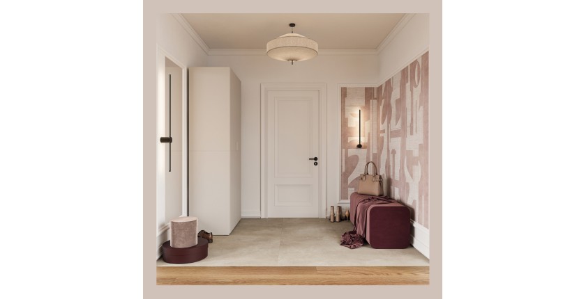 Armoire CALMIA cachemire 90 cm avec penderie et étagères