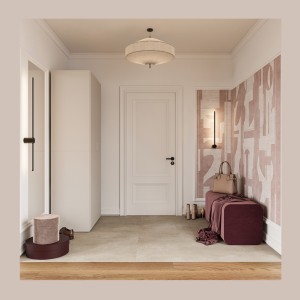 Armoire CALMIA cachemire 90 cm avec penderie et étagères