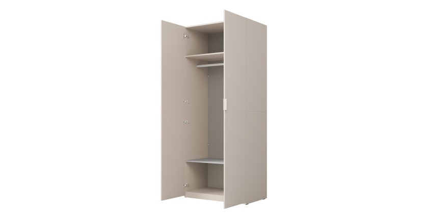 Armoire CALMIA cachemire 90 cm avec penderie et étagères