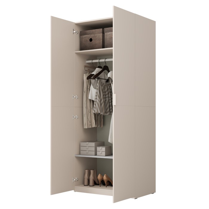 Armoire CALMIA cachemire 90 cm avec penderie et étagères