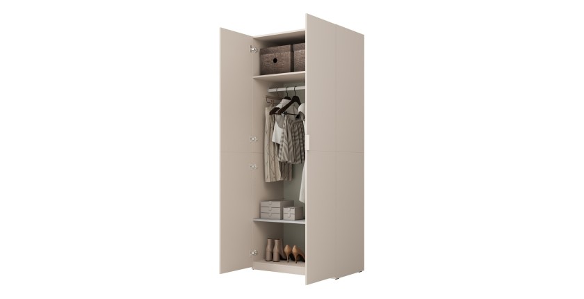 Armoire CALMIA cachemire 90 cm avec penderie et étagères
