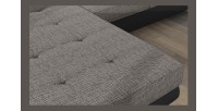 Canapé d’angle convertible AMANDA gris et noir – Tissu effet lin – Angle droit 