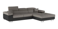 Canapé d’angle convertible AMANDA gris et noir – Tissu effet lin – Angle droit 
