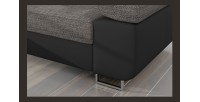Canapé d’angle convertible AMANDA gris et noir – Tissu effet lin – Angle droit 