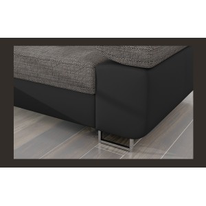 Canapé d’angle convertible AMANDA gris et noir – Tissu effet lin – Angle droit 