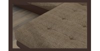 Canapé d’angle convertible AMANDA beige et chocolat – Tissu effet lin – Angle droit 