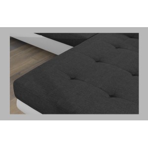 Canapé d’angle convertible AMANDA gris foncé et blanc – Tissu effet lin – Angle droit 