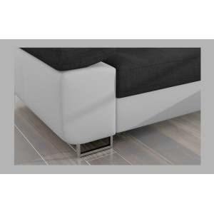 Canapé d’angle convertible AMANDA gris foncé et blanc – Tissu effet lin – Angle droit 