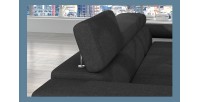 Canapé d’angle convertible AMANDA gris foncé et blanc – Tissu effet lin – Angle droit 