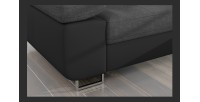Canapé d’angle convertible AMANDA gris chiné et noir – Tissu effet lin – Angle droit 