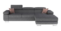 Canapé d’angle convertible AMANDA gris chiné – Tissu effet daim – Angle droit 
