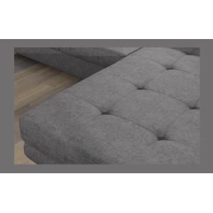 Canapé d’angle convertible AMANDA gris chiné – Tissu effet daim – Angle droit 