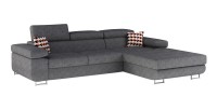 Canapé d’angle convertible AMANDA gris chiné – Tissu effet daim – Angle droit 
