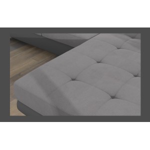 Canapé d’angle convertible AMANDA gris clair et gris foncé – Tissu effet suédine 