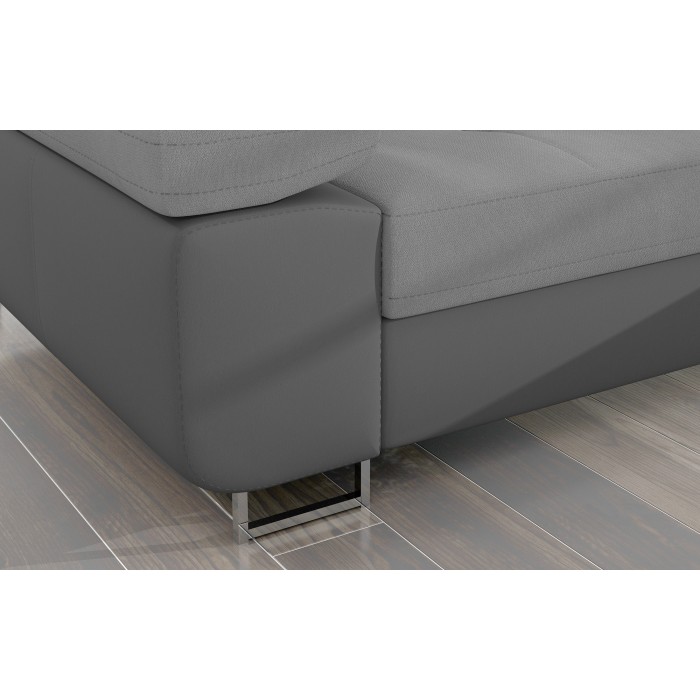 Canapé d’angle convertible AMANDA gris clair et gris foncé – Tissu effet suédine 