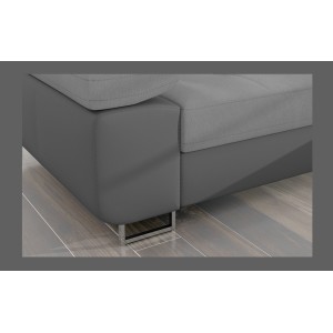 Canapé d’angle convertible AMANDA gris clair et gris foncé – Tissu effet suédine 