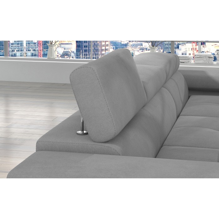 Canapé d’angle convertible AMANDA gris clair et gris foncé – Tissu effet suédine 