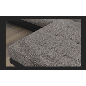 Canapé d’angle convertible AMANDA gris chiné et noir en tissu bouclé 