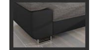 Canapé d’angle convertible AMANDA gris chiné et noir en tissu bouclé 