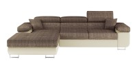 Canapé d’angle convertible AMANDA beige et crème en tissu grosse maille 