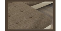 Canapé d’angle convertible AMANDA beige et crème en tissu grosse maille 