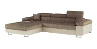Canapé d’angle convertible AMANDA beige et crème en tissu grosse maille 