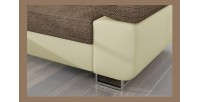 Canapé d’angle convertible AMANDA beige et crème en tissu grosse maille 