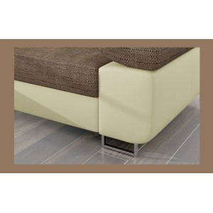 Canapé d’angle convertible AMANDA beige et crème en tissu grosse maille 