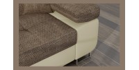 Canapé d’angle convertible AMANDA beige et crème en tissu grosse maille 