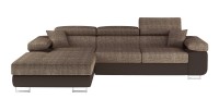 Canapé d’angle convertible AMANDA beige et chocolat en tissu grosse maille 