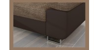 Canapé d’angle convertible AMANDA beige et chocolat en tissu grosse maille 