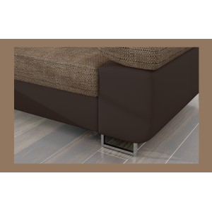 Canapé d’angle convertible AMANDA beige et chocolat en tissu grosse maille 