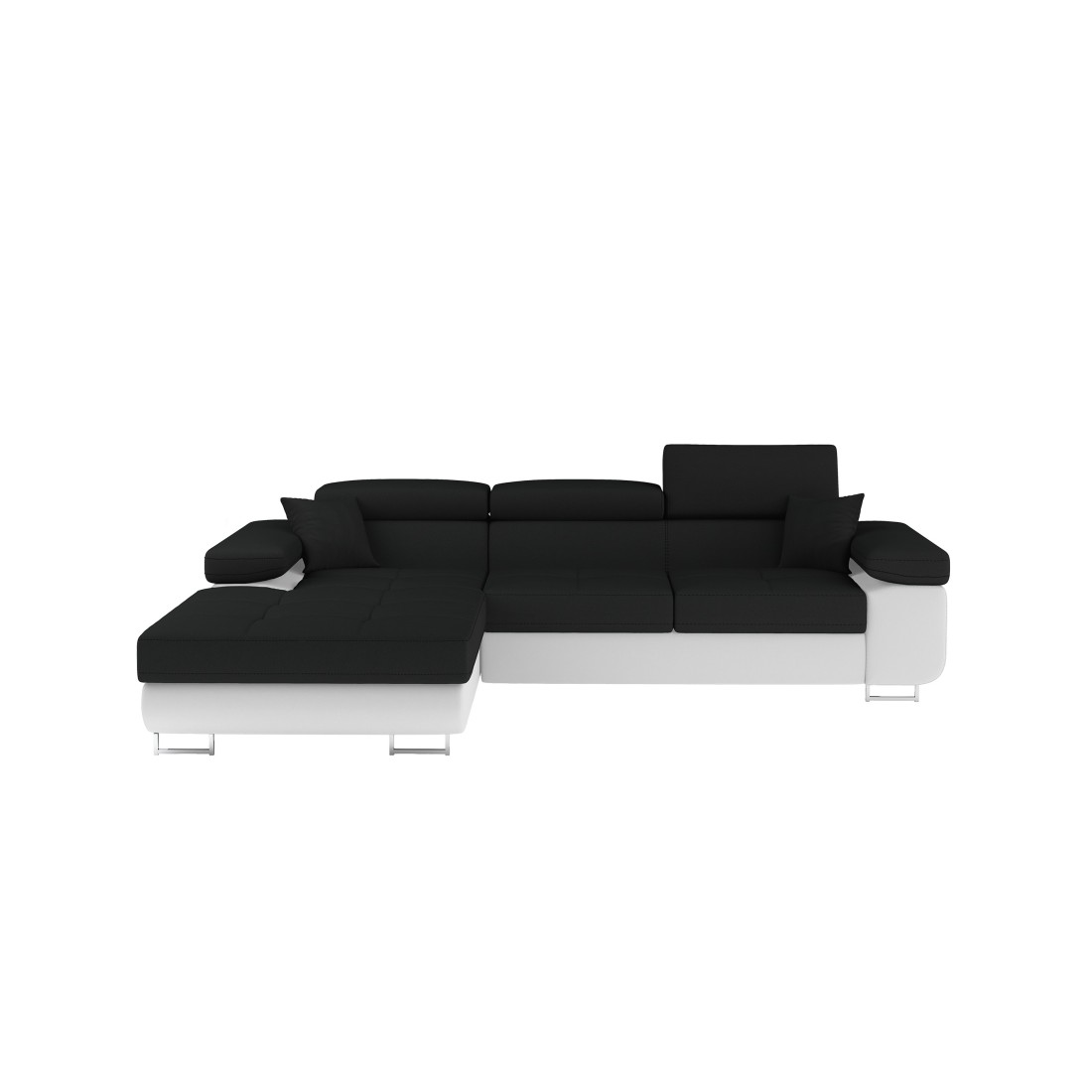 Canapé d’angle convertible AMANDA noir et blanc en tissu chiné 