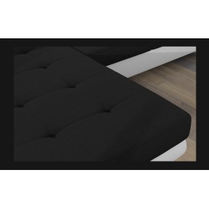 Canapé d’angle convertible AMANDA noir et blanc en tissu chiné 