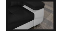 Canapé d’angle convertible AMANDA noir et blanc en tissu chiné 
