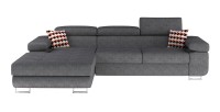 Canapé d’angle convertible AMANDA gris en tissu jacquard 