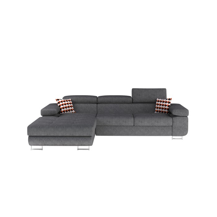 Canapé d’angle convertible AMANDA gris en tissu jacquard 