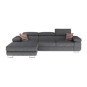 Canapé d’angle convertible AMANDA gris en tissu jacquard 