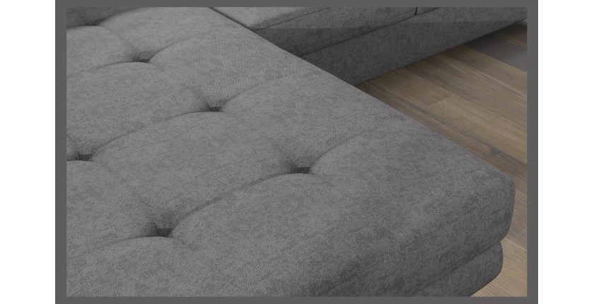 Canapé d’angle convertible AMANDA gris en tissu jacquard 