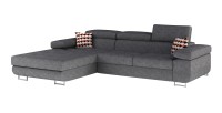 Canapé d’angle convertible AMANDA gris en tissu jacquard 