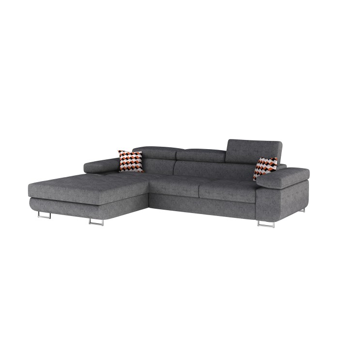 Canapé d’angle convertible AMANDA gris en tissu jacquard 