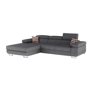 Canapé d’angle convertible AMANDA gris en tissu jacquard 