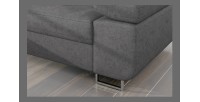 Canapé d’angle convertible AMANDA gris en tissu jacquard 